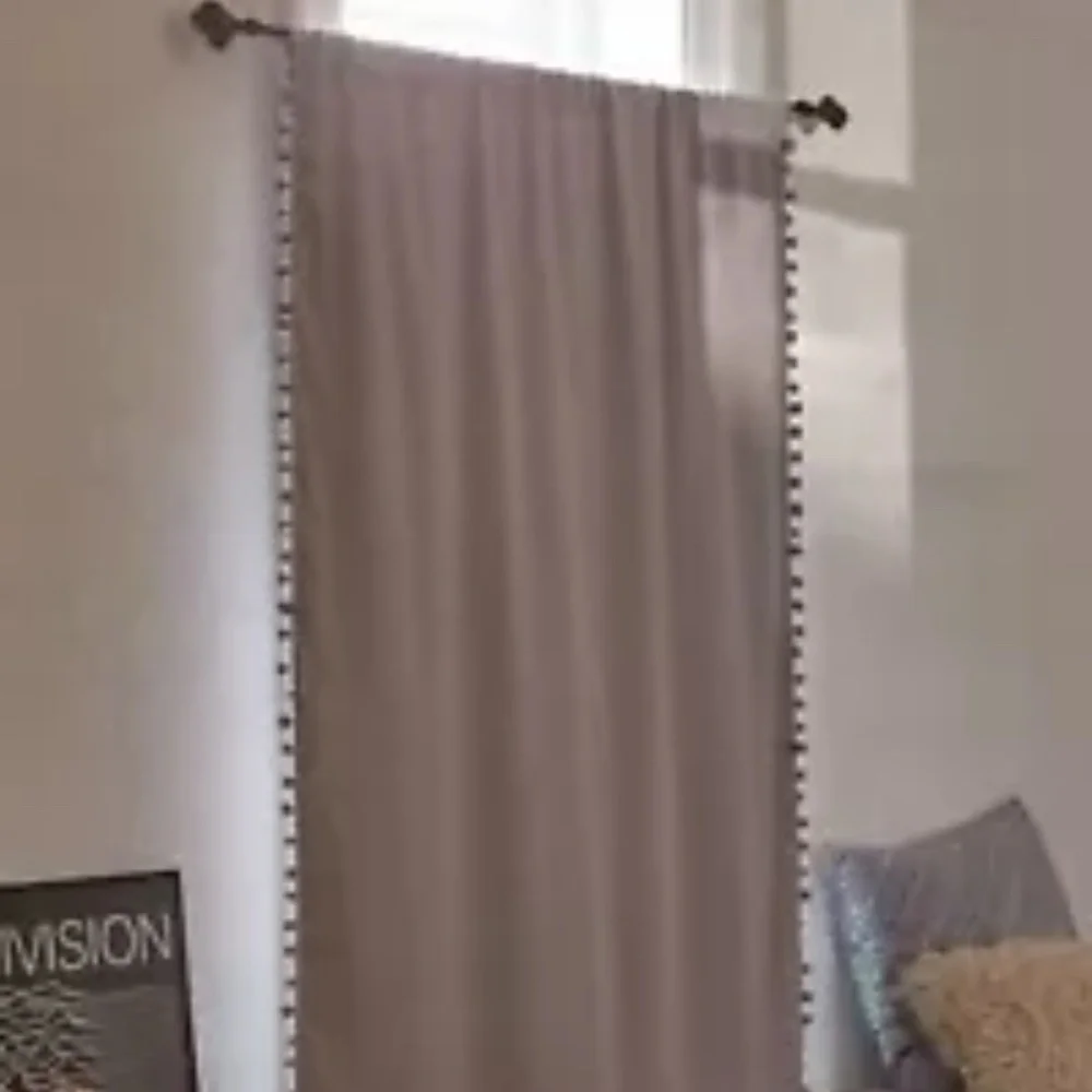 Urban Outfitters Blackout Pompom Curtain Panel 52x84